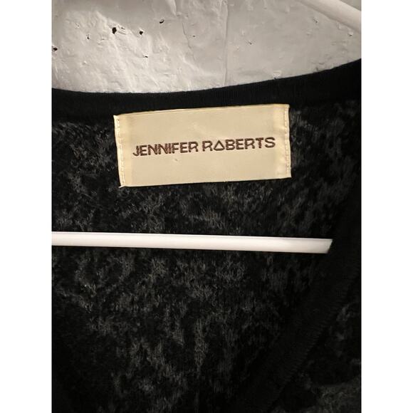 Jennifer Roberts Black Gray Wool Faux Lace Detail Tunic Sweater Sz L As Is - Picture 3 of 6